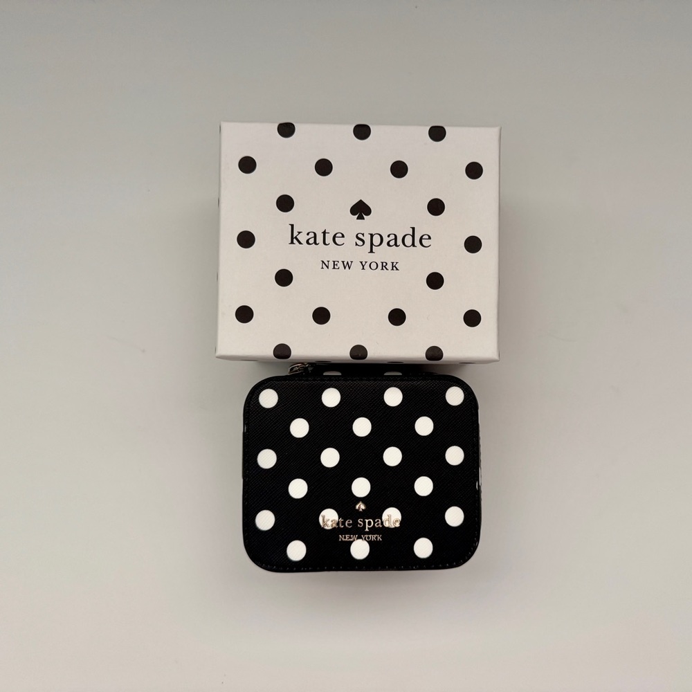 Kate Spade Black travel jewelry case with White Dots